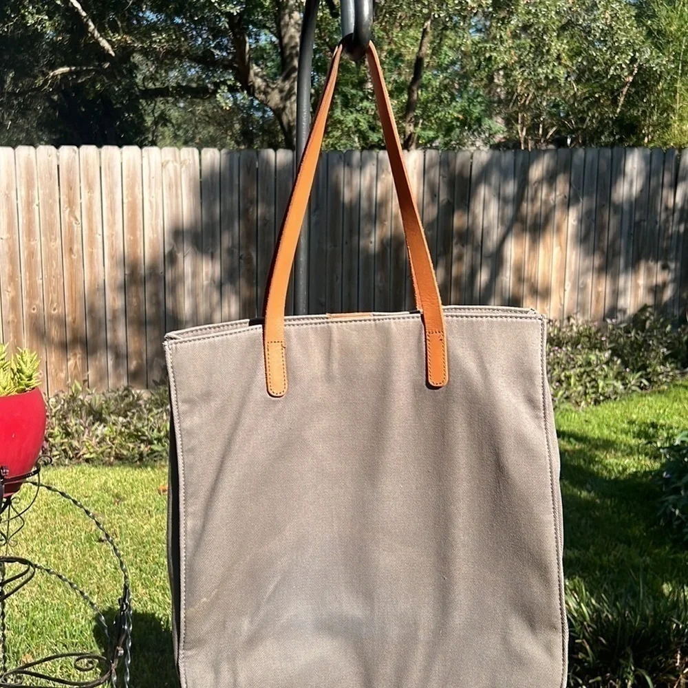 ▶️ Pottery Barn Kids ◀️ Gray Canvas Leather Tote